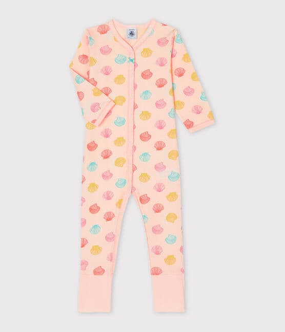 Pijama de punto para bebé de niña rosa FLEUR/blanco MULTICO