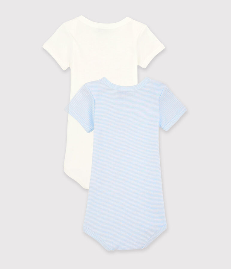 Lote de 2 bodys de manga corta mil rayas de beb&eacute; de algod&oacute;n ecol&oacute;gico variante 1