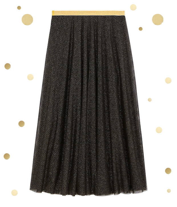 Falda para mujer en tul negro/amarillo