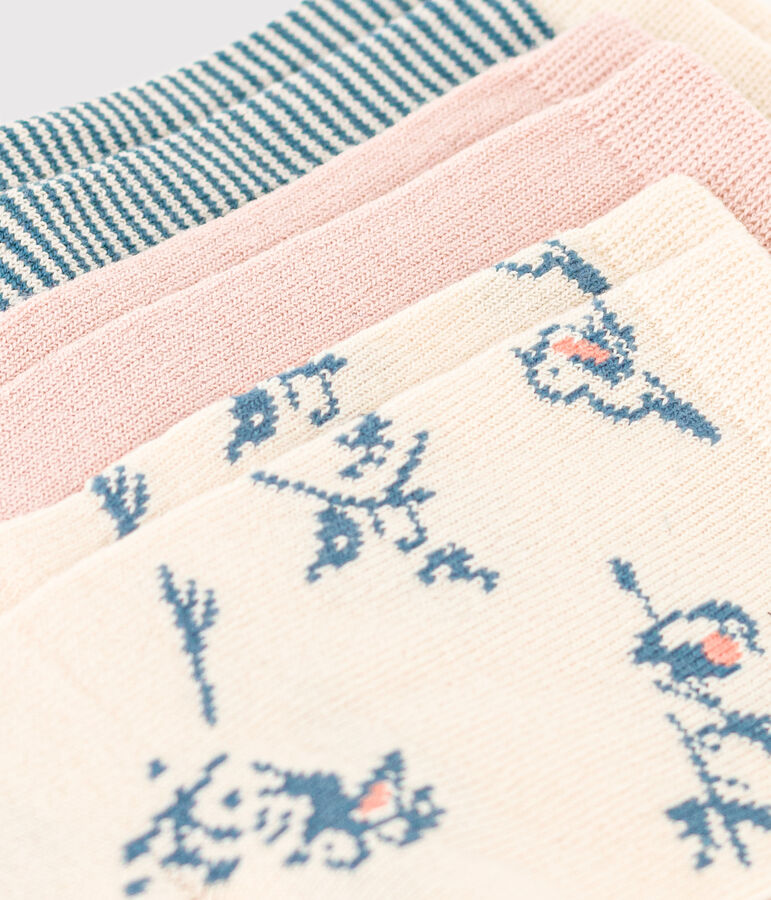 Juego de 3 pares de calcetines con p&aacute;jaros para ni&ntilde;a multicolor