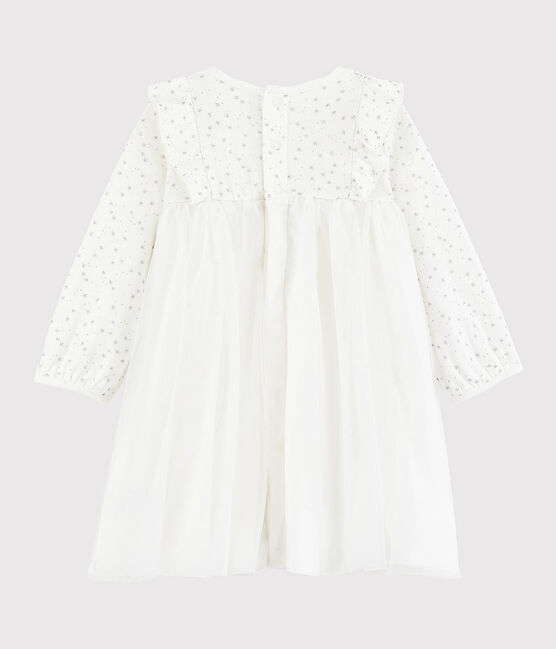 Vestido de manga larga para bebé niña blanco MARSHMALLOW/gris ARGENT