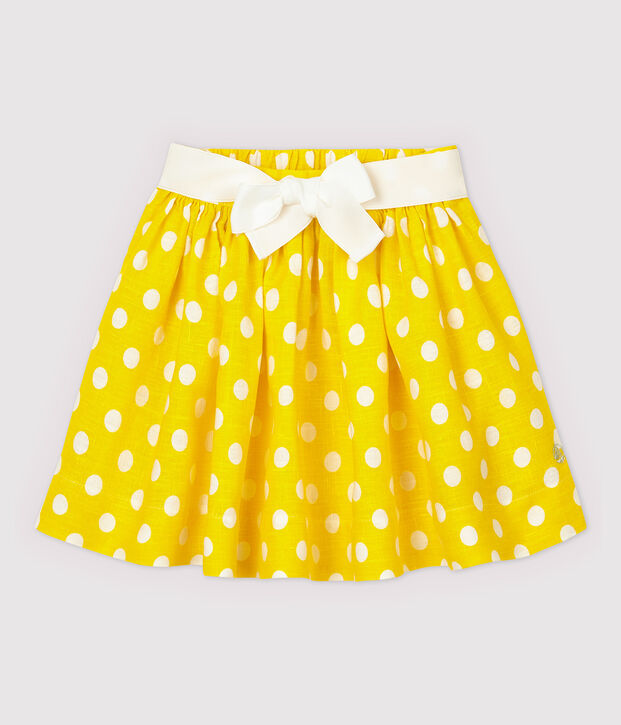 Falda de lino de ni&ntilde;a amarillo/blanco