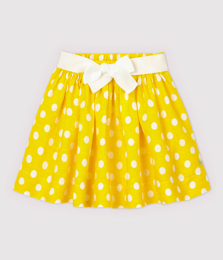 Falda de lino de ni&ntilde;a amarillo/blanco