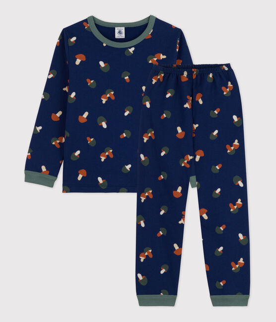 Pijama de felpa con motivo de seta para niño/niña azul MEDIEVAL/blanco MULTICO