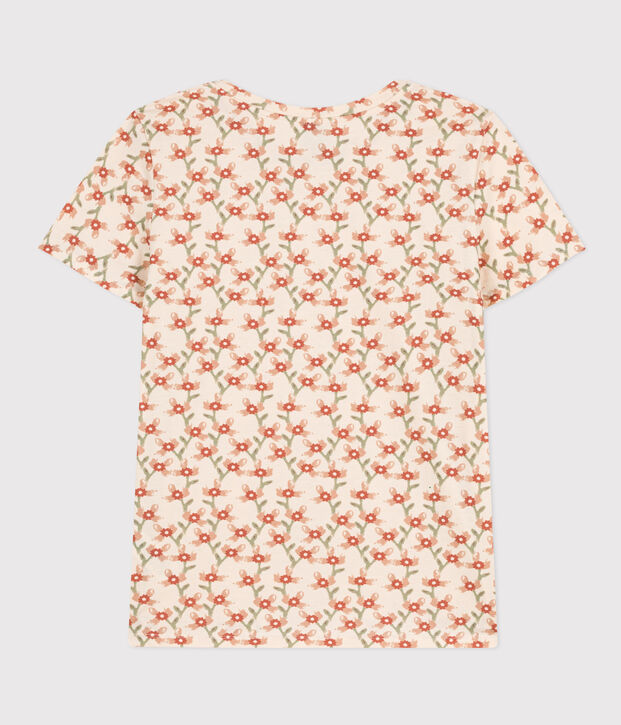 Camiseta LA RECTA de algod&oacute;n con cuello redondo para mujer crudo/multicolor