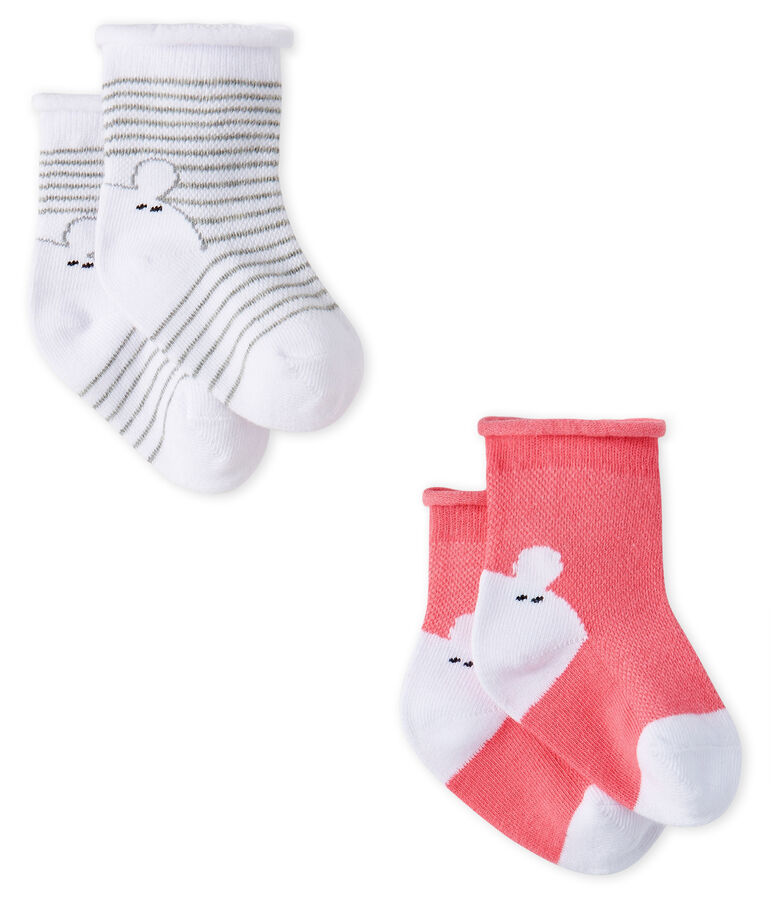 Lote de 2 pares de calcetines unisex para beb&eacute; multicolor