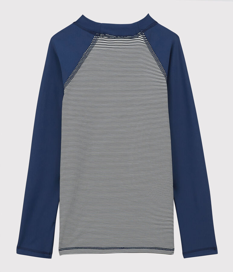 Camiseta anti-UV reciclada para ni&ntilde;o/ni&ntilde;a azul/blanco