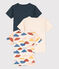 Juego de 3 camisetas de manga corta de algodón para niña / niño variante 1