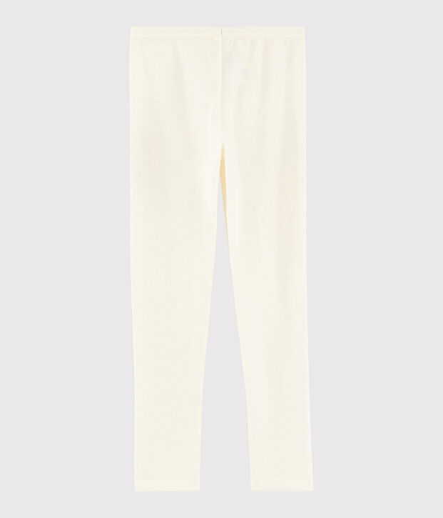 Leggings infantiles lisos de lana y algod&oacute;n beige