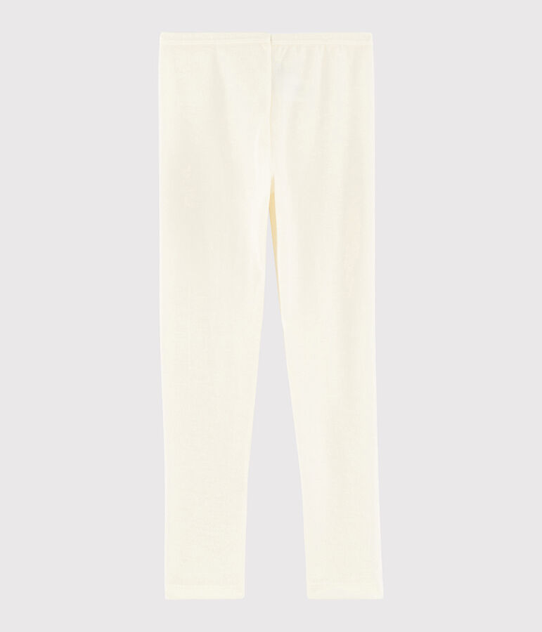 Leggings infantiles lisos de lana y algod&oacute;n beige