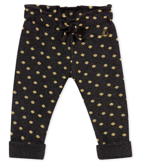 Pantalón para bebé niña estampado con lunares dorados negro CITY/amarillo DORE