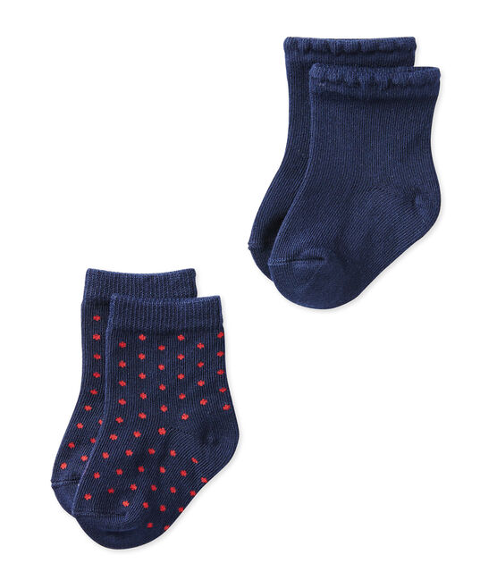 Lote de 2 pares de calcetines de bebé niña lisos + lunares SPECIAL LOT 00