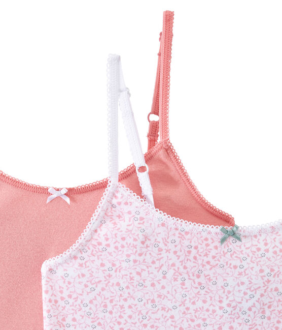 Lote de 2 camisetas de tirante fino para niña blanco LOT