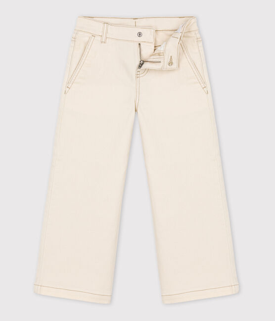 Pantalón de campana de tejido vaquero para niña crudo AVALANCHE