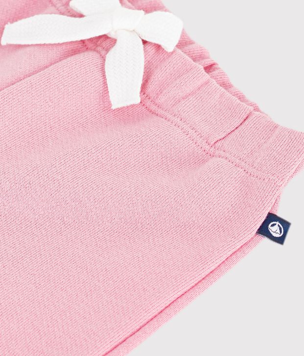 Pantal&oacute;n de jogging liso de algod&oacute;n para beb&eacute; rosa