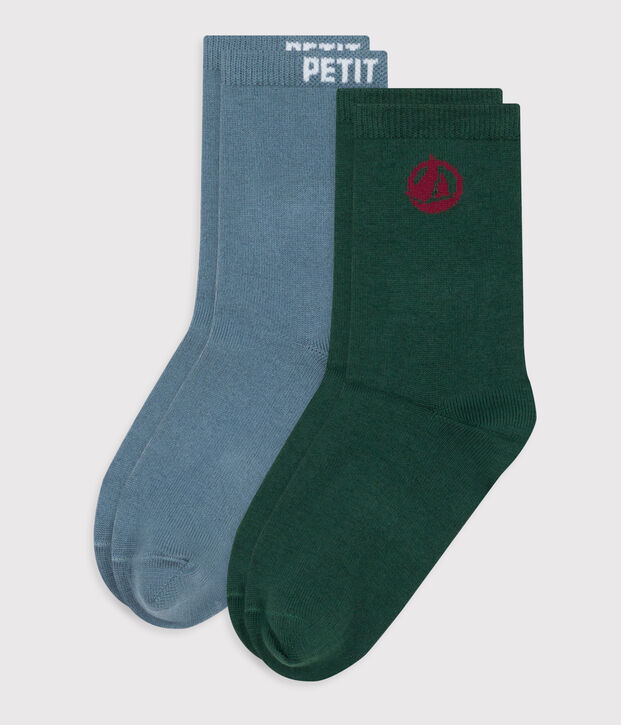 2 pares de calcetines infantiles de algod&oacute;n con logo multicolor