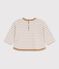 Camiseta de manga larga a rayas de algod&oacute;n para beb&eacute; beige/crudo