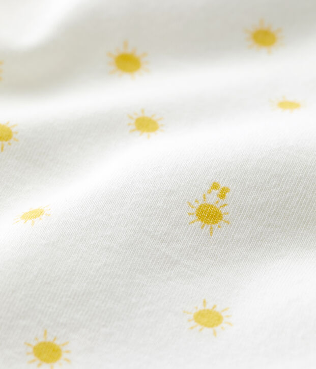 Pelele de beb&eacute; de algod&oacute;n org&aacute;nico blanco/amarillo