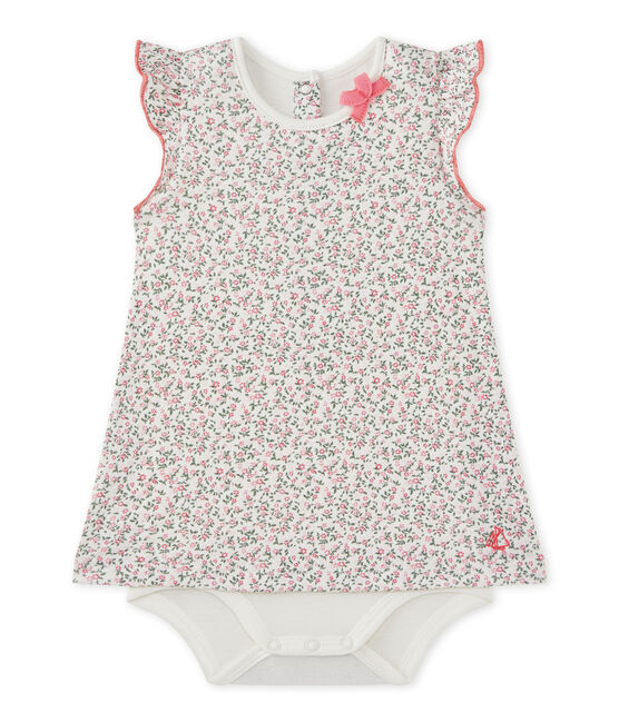 Vestido-body bebé niña estampado blanco MARSHMALLOW/azul BRUT/ MULTICO