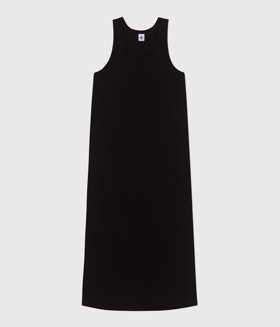 Vestido largo tipo camiseta sin mangas de algodón para mujer negro BLACK