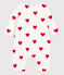 Mono largo de corazones rojos de canalé para bebé blanco MARSHMALLOW/rojo TERKUIT