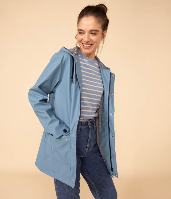 Chubasquero icónico de material reciclado y algodón orgánico azul AZUL