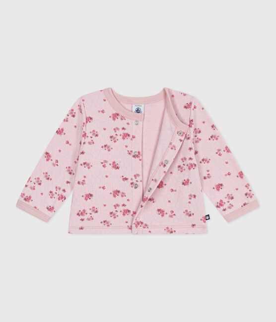 Cárdigan de algodón con estampado de flores para bebé rosa JOLI/blanco MULTICO