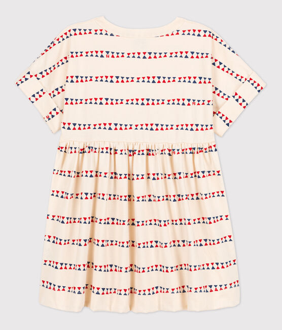 Vestido estampado de manga corta de algodón de niña blanco AVALANCHE/ MULTICO