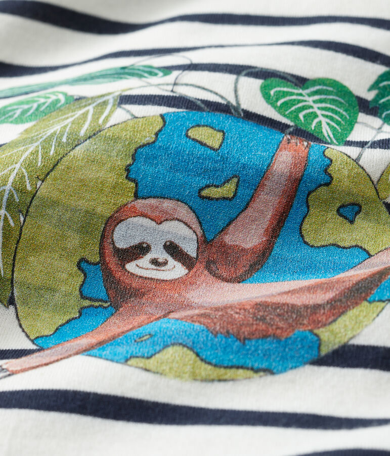 Camiseta marinera infantil unisex blanco/azul