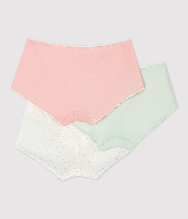 Juego de 3 culottes con estampado de purpurina de ni&ntilde;a de algod&oacute;n org&aacute;nico y elastano multicolor