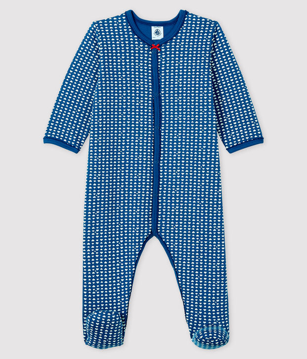 Pelele de punto tubular azul para beb&eacute; ni&ntilde;a azul/blanco