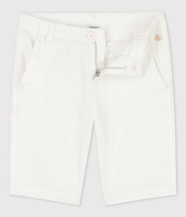 Bermudas de lino de ni&ntilde;o blanco