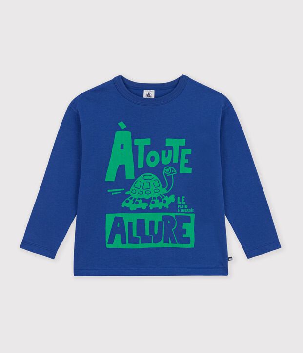 Camiseta infantil de manga larga con estampado azul