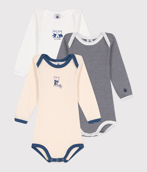 Juego de 3 bodys de algod&oacute;n de manga larga para beb&eacute; multicolor