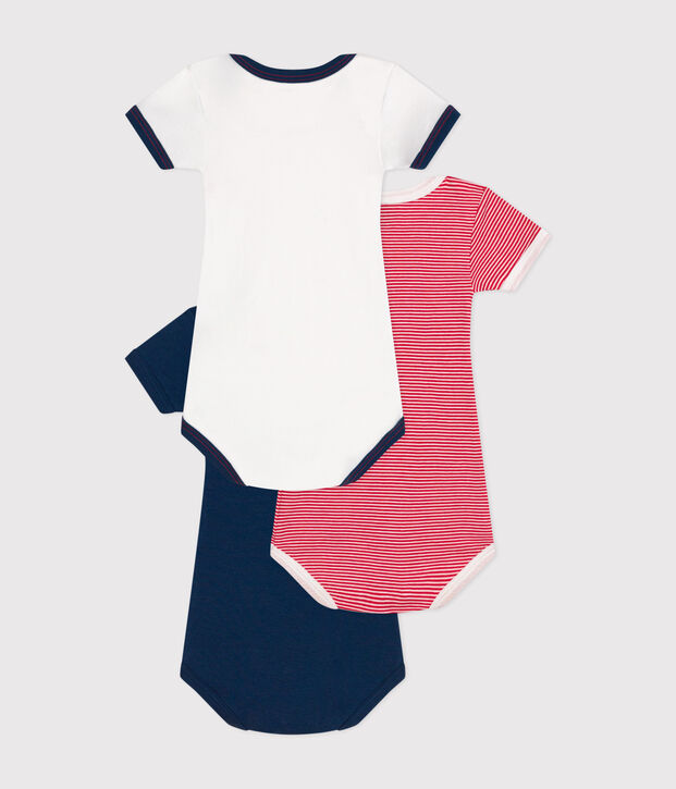 Juego de 3 bodis de beb&eacute; de manga corta de algod&oacute;n multicolor