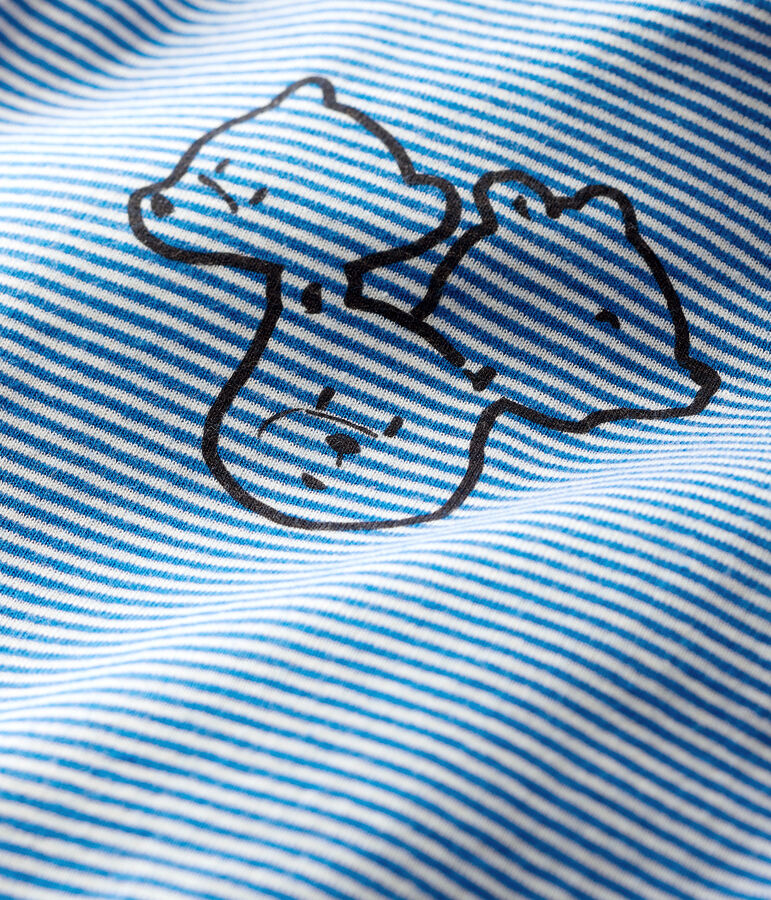 Bodi de manga larga con cuello de tortuga para beb&eacute; azul/blanco