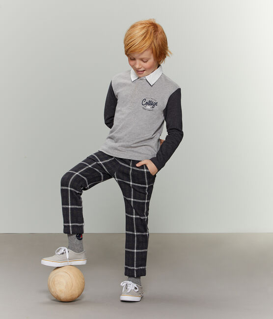 Polo de rugby para niño gris SUBWAY/negro CITY