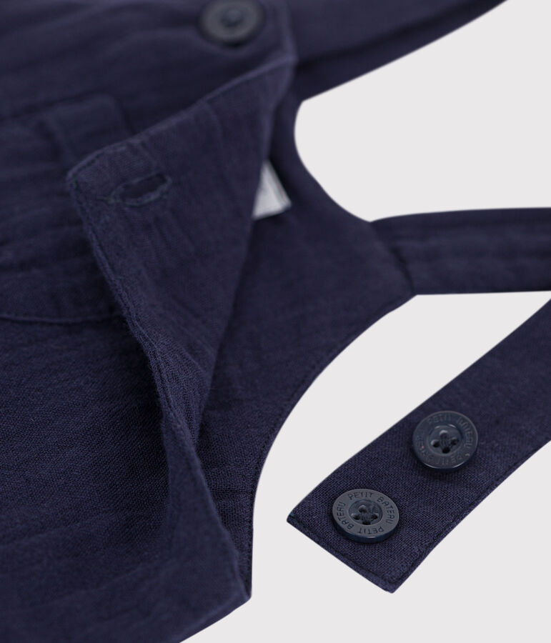 Peto corto y liso de gasa de algod&oacute;n para beb&eacute; azul SMOKING