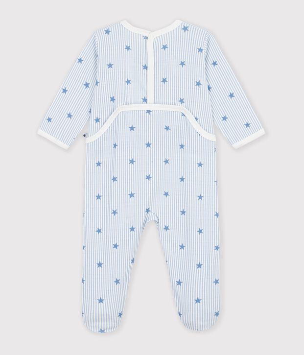Pijama de mulet&oacute;n para beb&eacute; con abertura trasera y estampado de estrellas blanco/multicolor