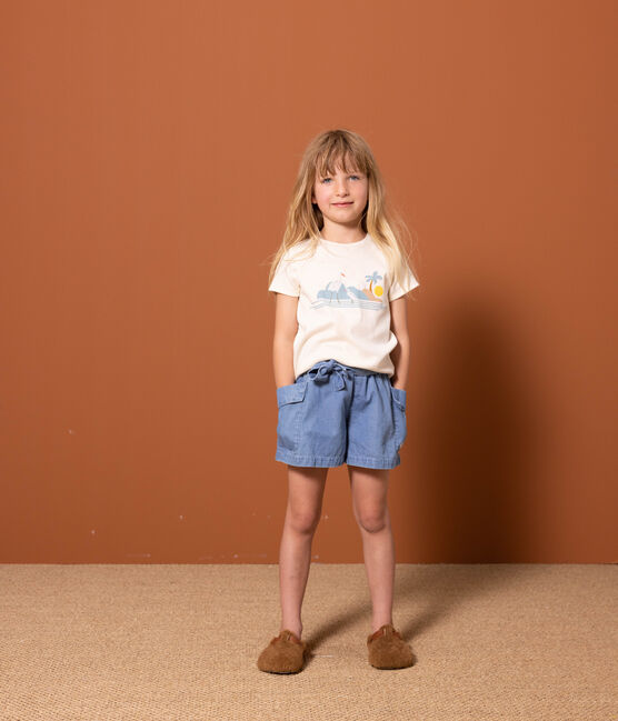 Shorts de tejido vaquero orgánico para niña azul DENIM CLAIR