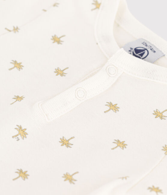 Body de algodón de manga corta con estampado de palmera para bebé blanco MARSHMALLOW/blanco MULTICO