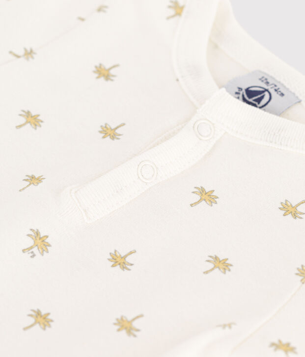 Body de algod&oacute;n de manga corta con estampado de palmera para beb&eacute; blanco/multicolor