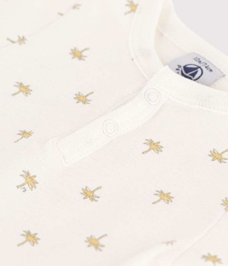 Body de algod&oacute;n de manga corta con estampado de palmera para beb&eacute; blanco MARSHMALLOW/blanco MULTICO