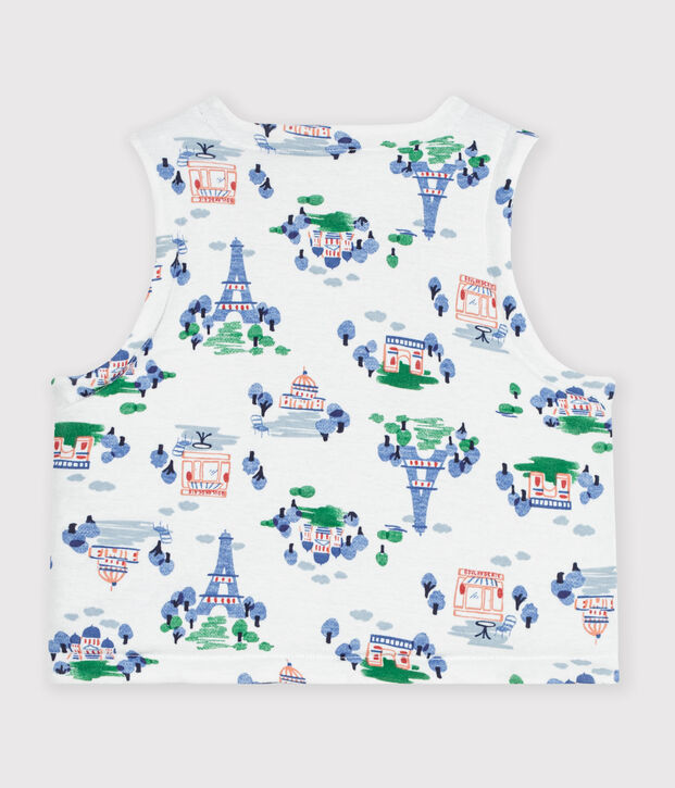 Chaleco reversible de algod&oacute;n con estampado de Par&iacute;s para beb&eacute; blanco/multicolor