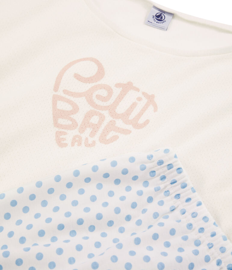 Pijama de punto para ni&ntilde;a blanco MARSHMALLOW/azul JASMIN