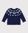 Jersey de lana y algod&oacute;n con estampados de lazos para beb&eacute; azul/crudo
