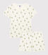 Pijama corto de algodón y lino con flores para niña