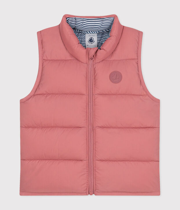Chaqueta acolchada sin mangas de beb&eacute; rosa