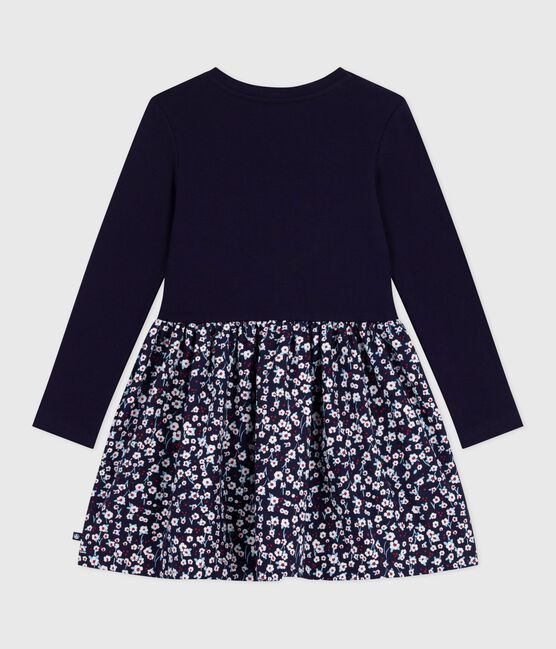 Vestido infantil de manga larga de algodón azul SOIR/ MULTICO