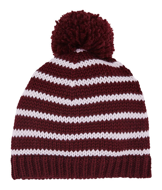 Gorrito de mezcla de lana rojo OGRE/blanco MARSHMALLOW